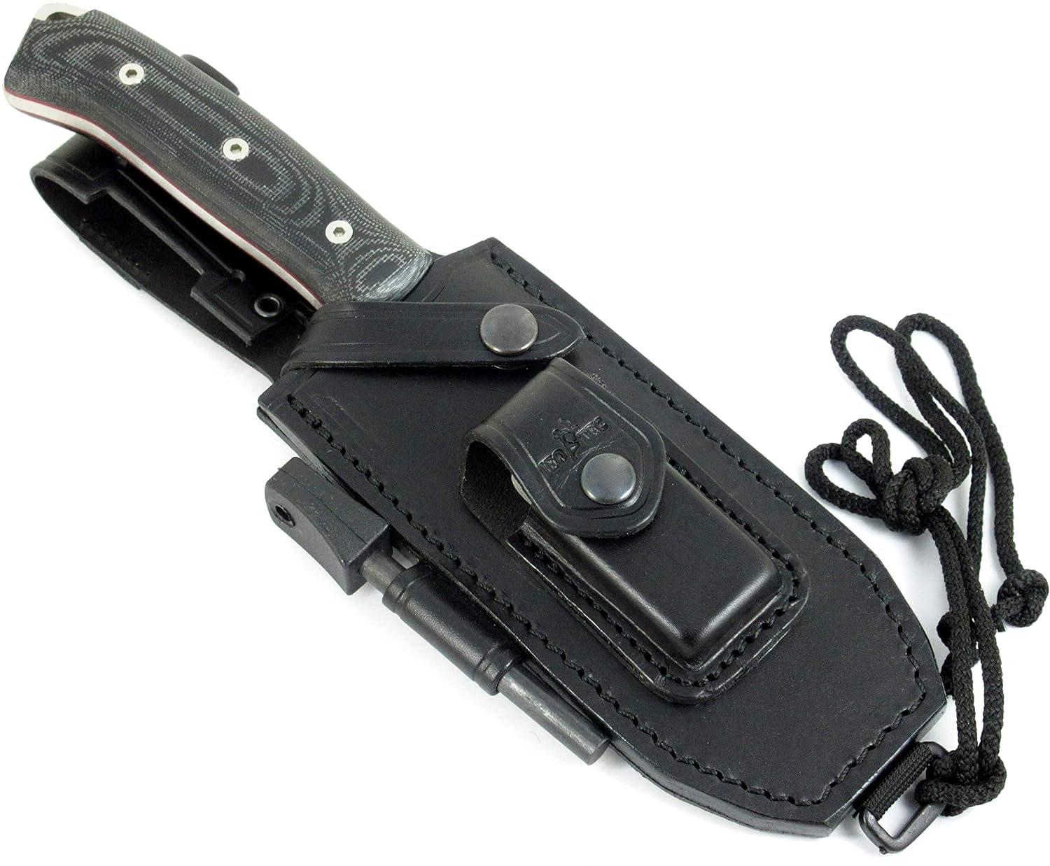 JEO-TEC Nº45 Coltello da Sopravvivenza Campeggio Caccia Outdoor - Fodero per Cintura in pelle + Pietra per Affilatura + Ferrocerio (firesteel) compresa - Fatto in Spagna