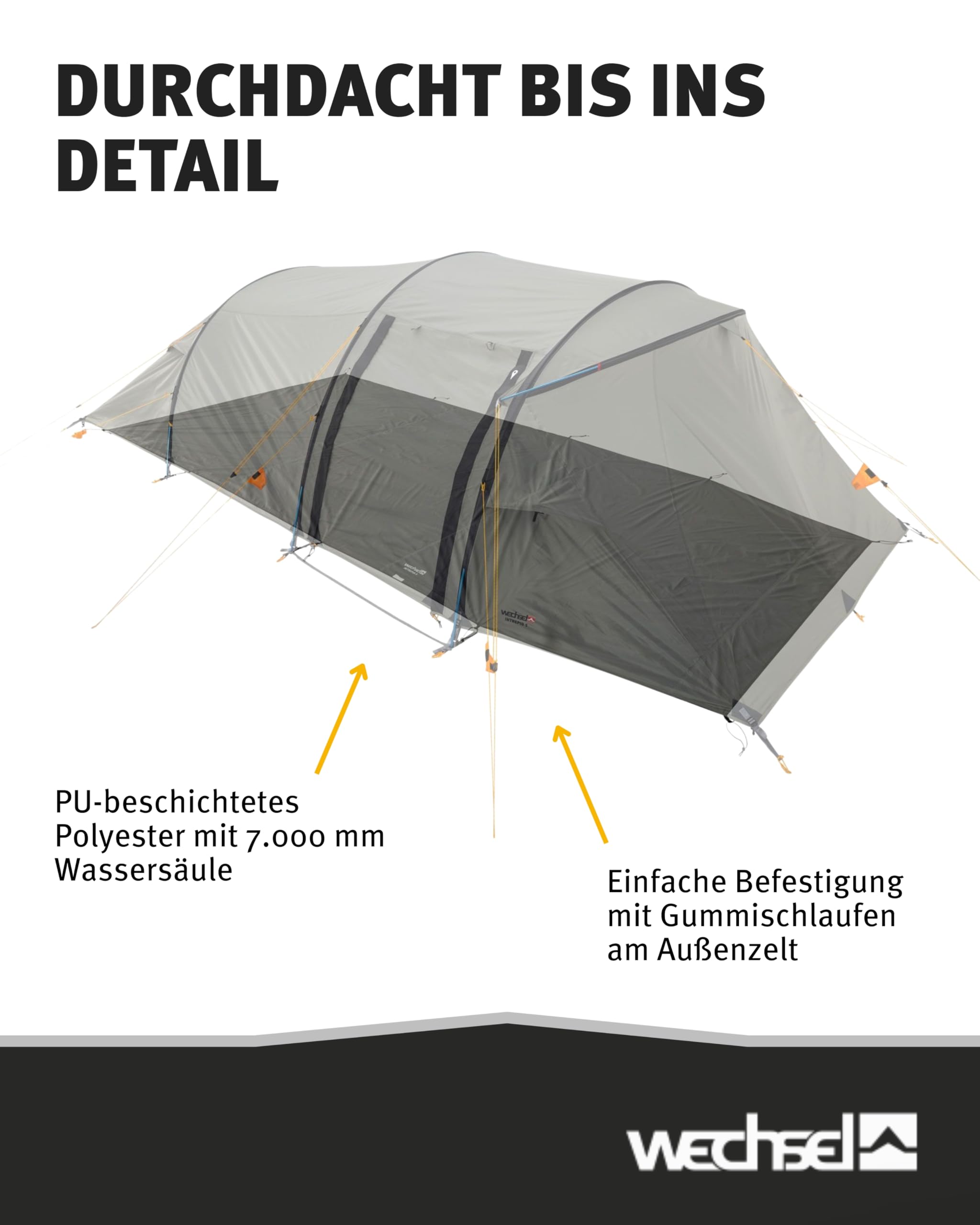 Wechsel Groundsheet Intrepid 5 I Schwarz I robuste Zelt-Unterlage Boden I Zeltplane wasserdicht mit 7000mm Wassersäule I Bodenplane aus 75D Polyester I Camping-Plane zum Schutz vor Nässe & Schmutz