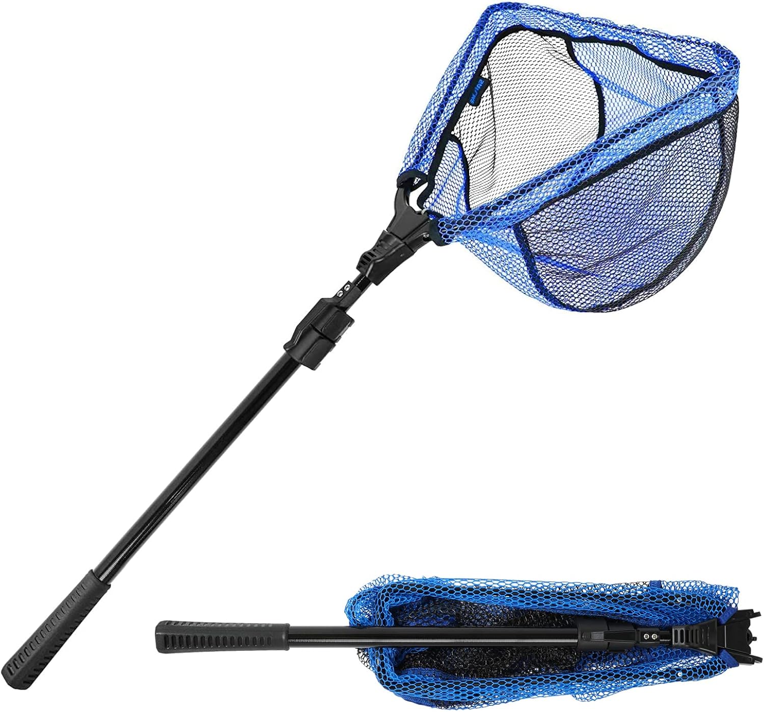 SANLIKE Fishing Net Folding Landing Net with Extra Long Telescoping Pole Handle, 37-98.4inch Rubber Coated Fishing Net for Easy Catch Release, Fish Net for Kids and Adults, 98.4"/ 71"/ 50.4"/ 43"/ 37"
