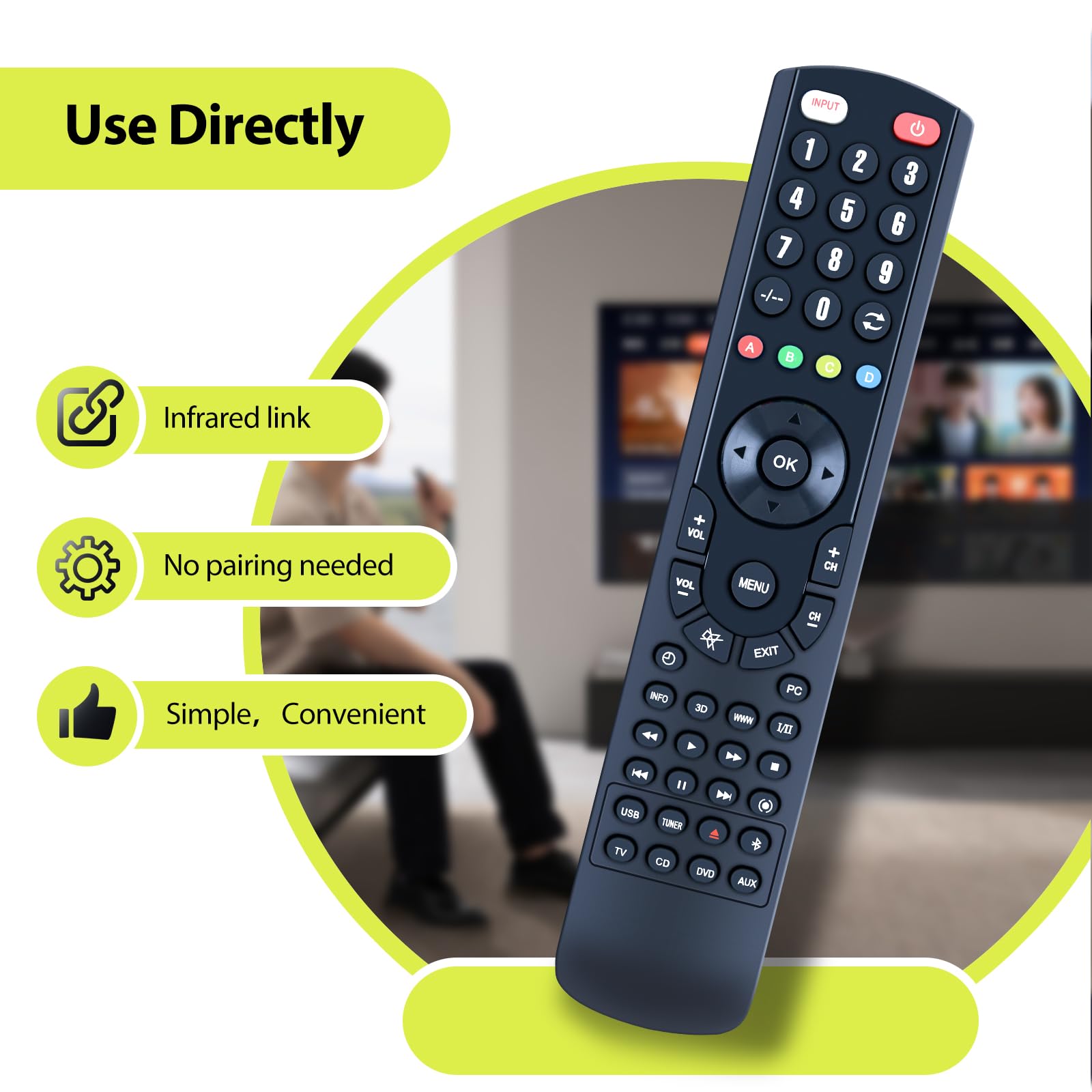 Telecomando di ricambio adatto per Bose Soundbar 500 700, 809945-0010 (nessuna funzione WiFi e Bluetooth)