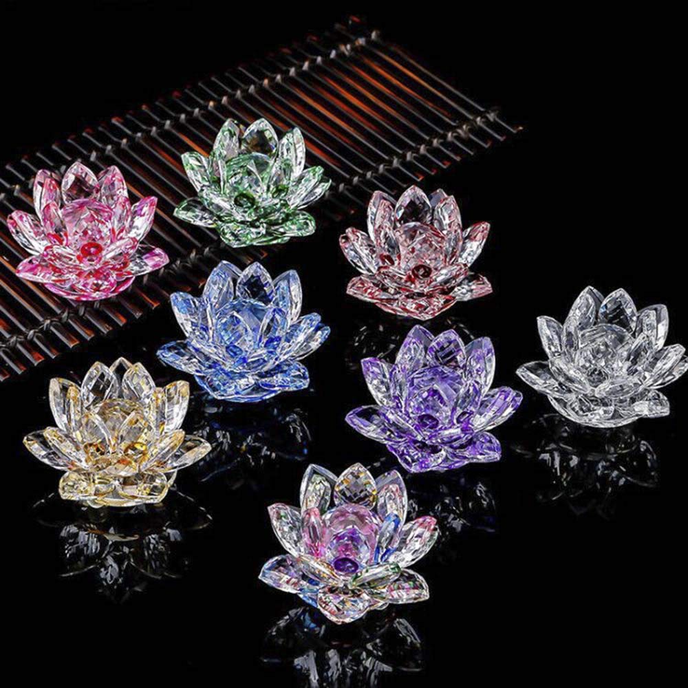 Amazon.co.jp: 蓮の花 クリスタル 置物 ガラスインテリア 風水 金運