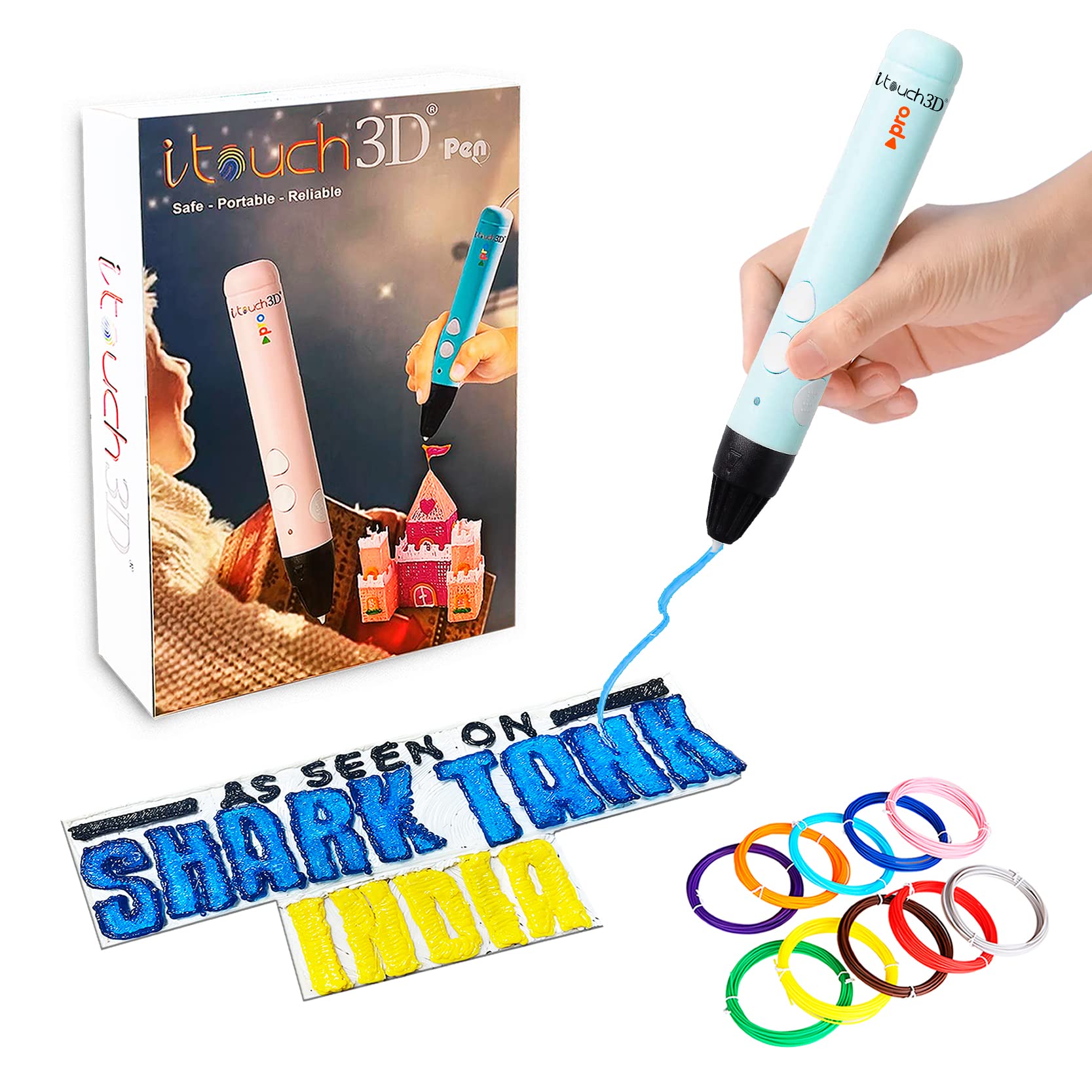 WOL3D I touch Pro 3D Pen Blue with 10 in 1 (5M) PLA filaments for 3D Printing with Speed Control, Advanced Temperature Regulation, OLED Display & Ergonomic Design – Compatible.-image-29