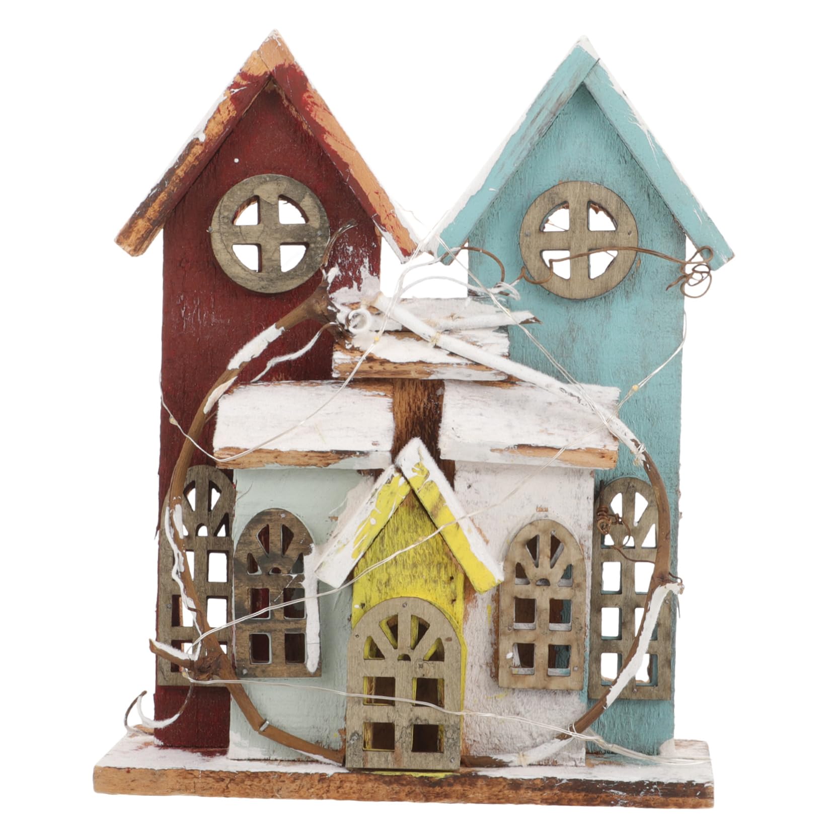 GOOHOCHY Micro House Decoration Battery-Free Christmas Mini Wooden House Xmas Supply for Decorations
