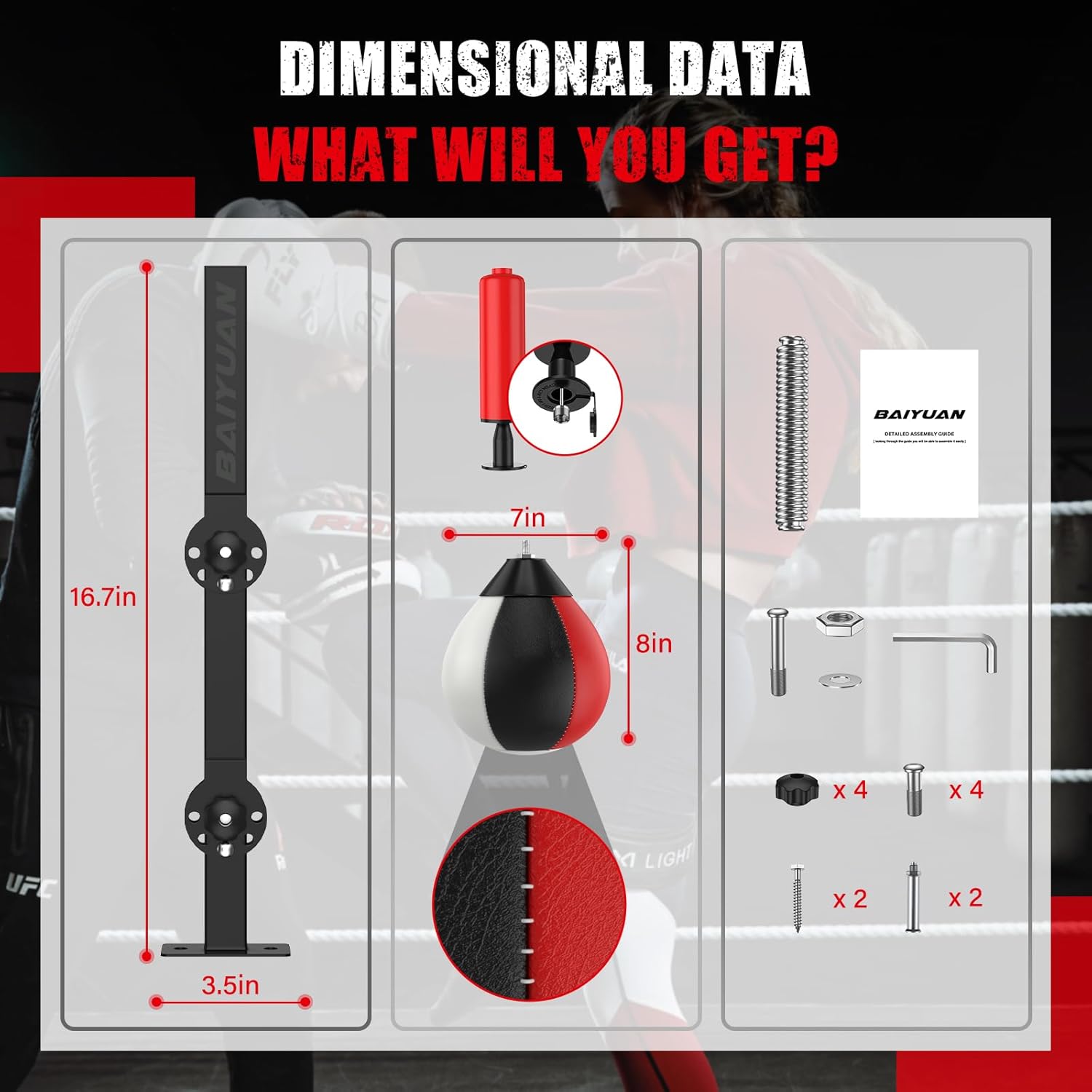 Adjustable Speed Bag for Boxing - Wall Mount Punching Bag Height Adjustable Bracket & Foldable Reflex Ball - Adults Teens and Kids Home Gym Boxing Bag Equipment - Fits Small Spaces - Image 6