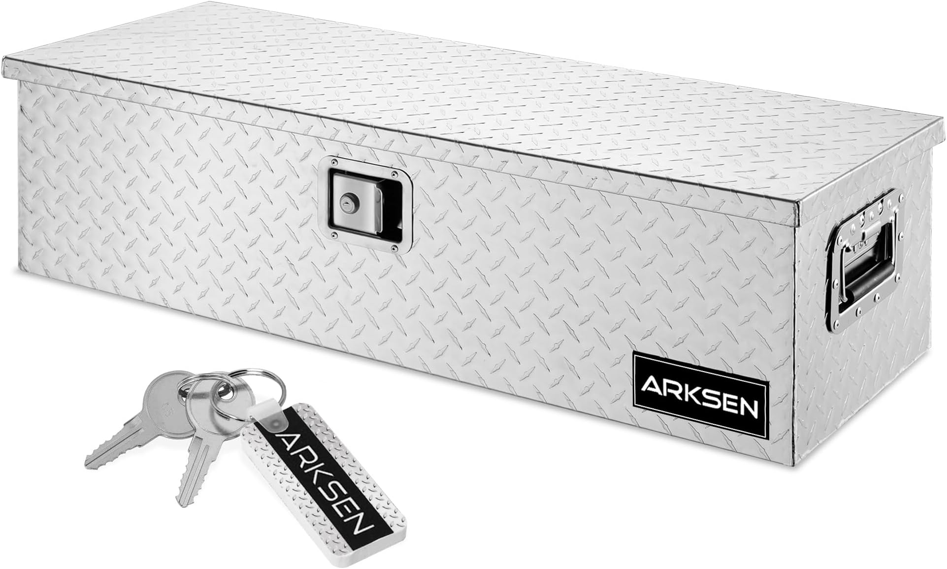 ARKSEN 39インチ 高耐久 アルミニウム バートレッドツールボックス 防水 トラックストレージオーガナイザー チェストピックアップトラックベッド RVトレーラー用 ガススプリング対応ポールサイドハンドル ロックとキー付き シルバー
