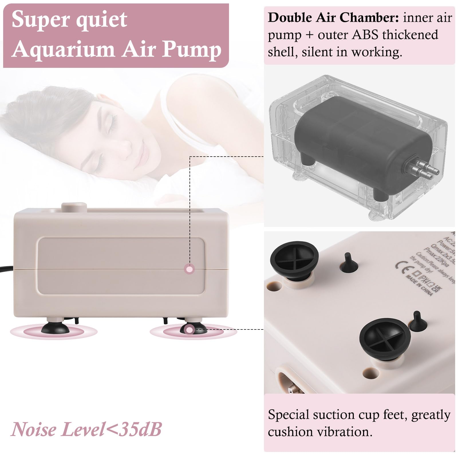 FEDOUR 5W/7W Large and Powerful Aquarium Air Pump - Image 3