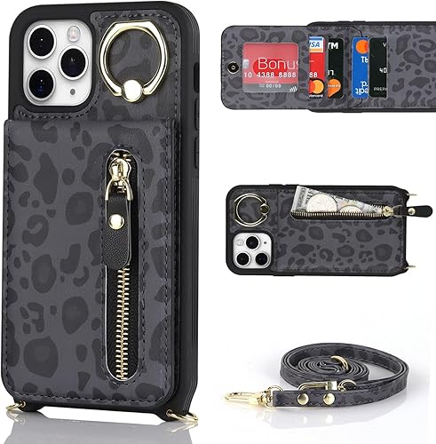 Miniatura 4 de Jaorty Funda para iPhone 11 Pro para mujer con tarjetero, funda para iPhone 11 Pro con correa, fundas con cordón cruzado con ranuras para tarjetas