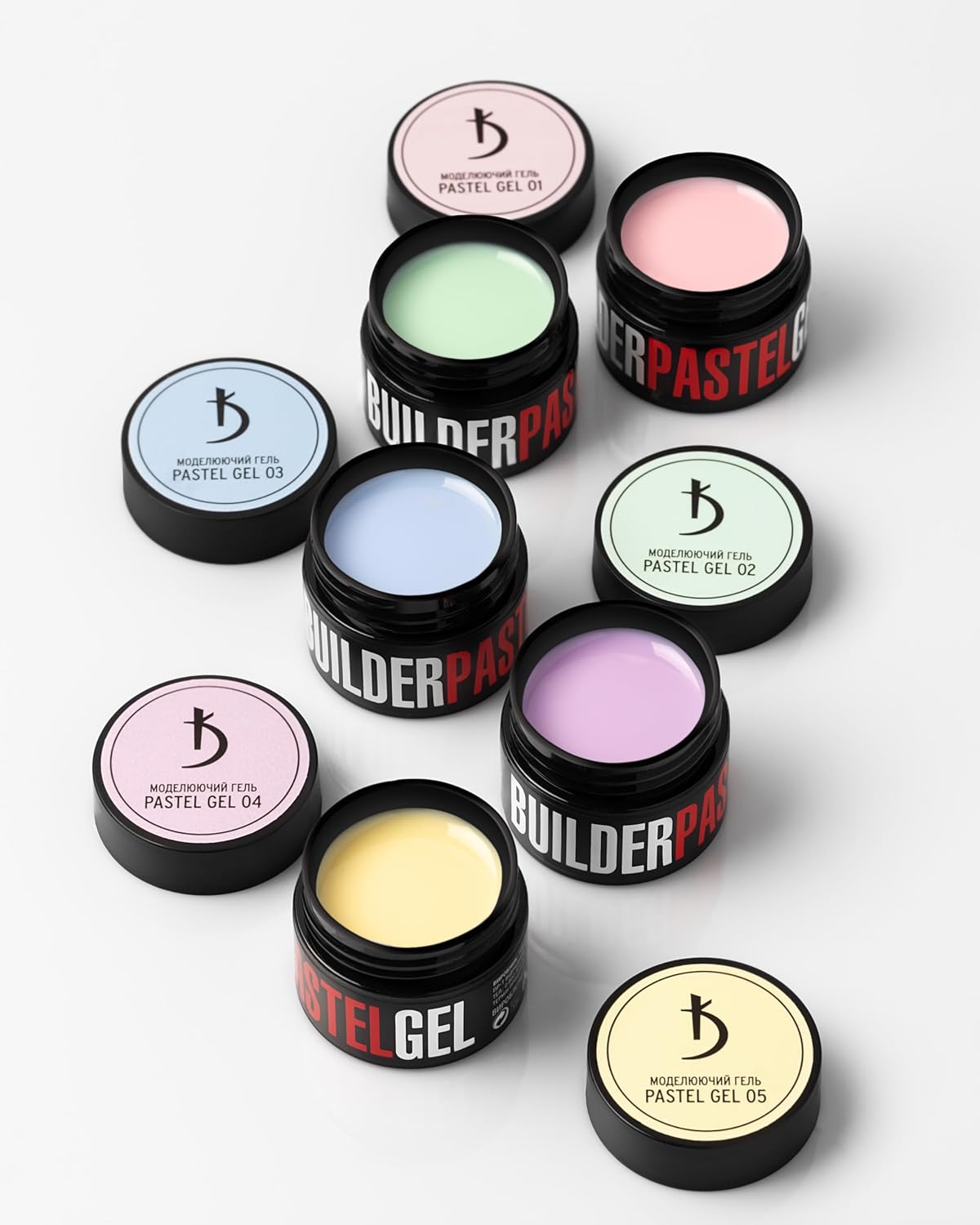 Kodi Professional Modeling Builder Gel Pastel Collection – Self-Leveling Nail Extension Gel, 5 Shades (Pastel 05, 13g.)