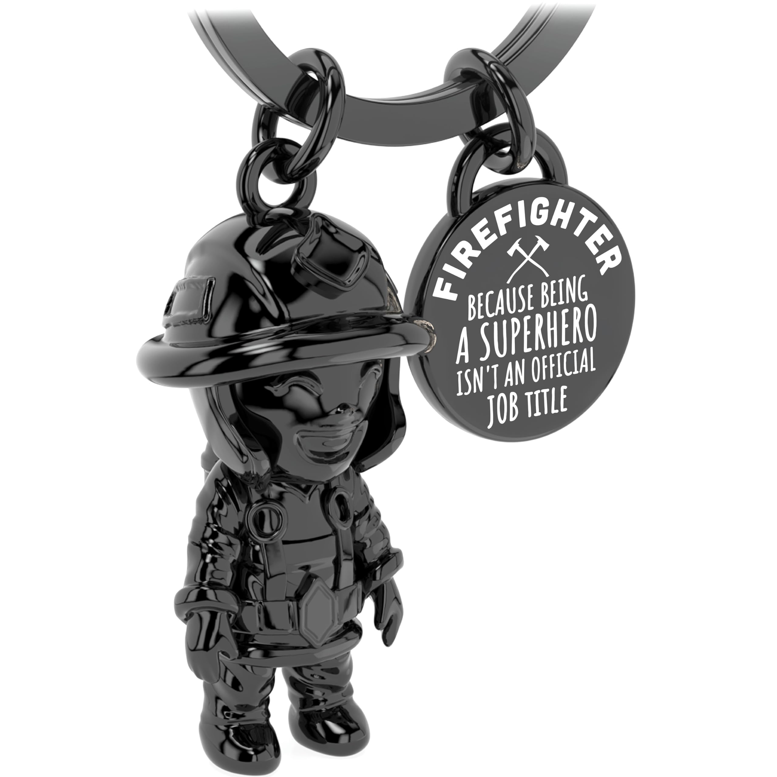 LANOLU Fireman Keychain, Fire Brigade Gifts for Men, Lucky Charm Gifts for Firefighters Made of Metal