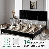 Vista 62 de Novilla Base de cama de plataforma tamaño Queen con cabecera ajustable tapizada, marco de cama Queen, no necesita somier, sin ruido, fácil montaje