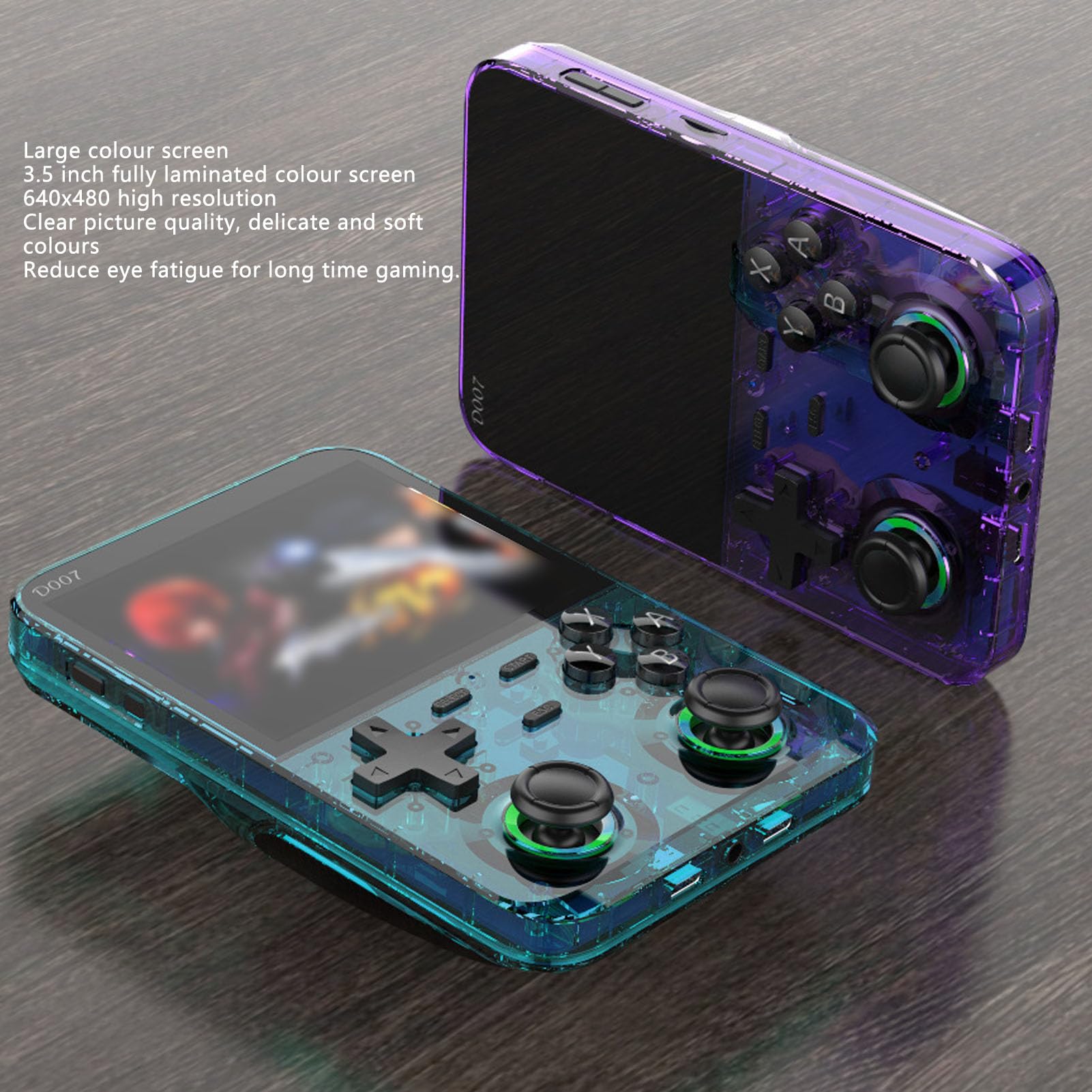 Console de Jeu Portable Rétro D007, écran IPS 640 X 480 3,5 Pouces, Console de Jeu Vidéo de Poche Portable 2500 MAh, Prend en Charge 9 émulateurs Grand Public, Carte SD 64 Go