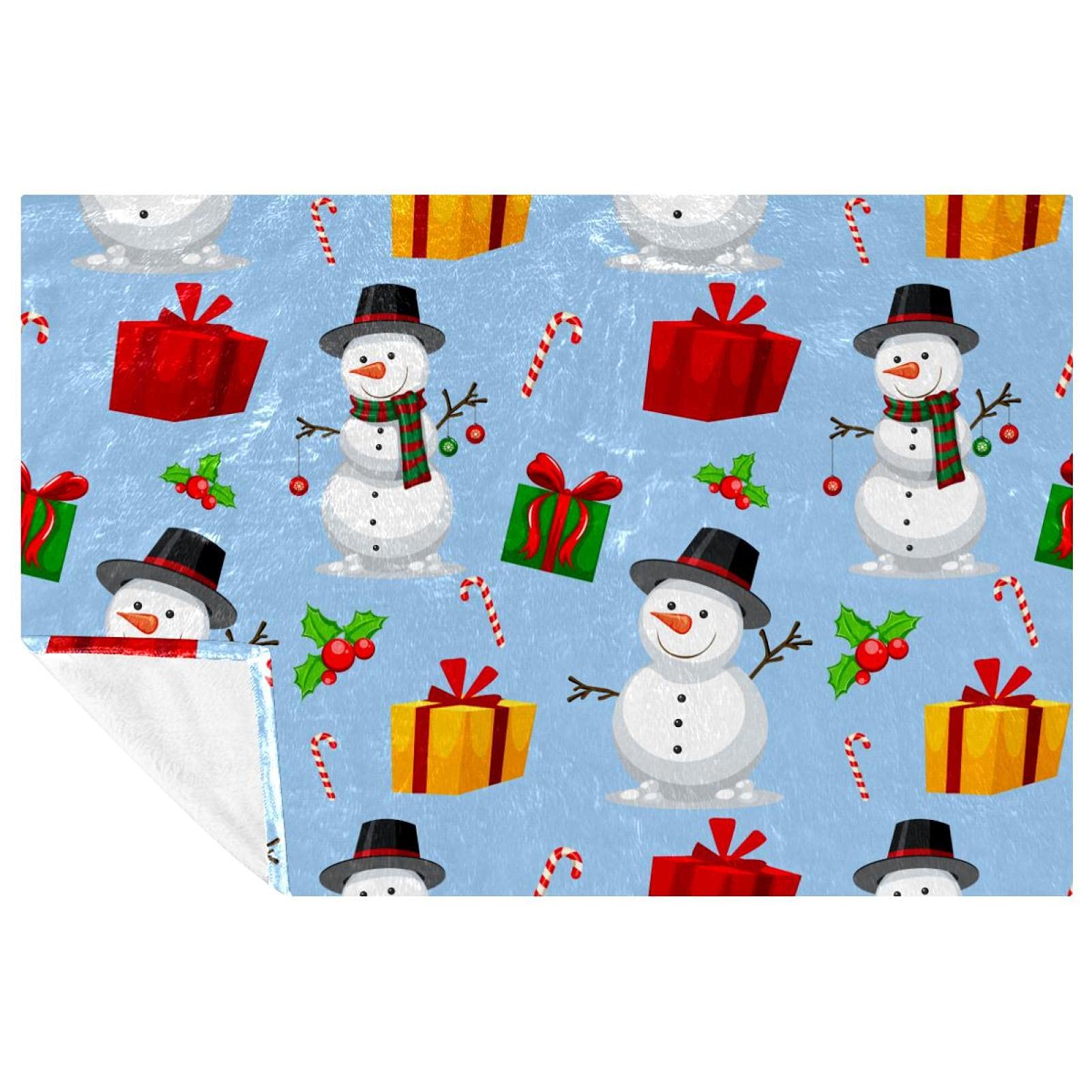 Couverture chaude de Noël bonhomme de neige jeté de lit et pique-nique 150x100