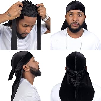Velvet Durag for Men Velvet Dorag for Waves 2 Pieces Due Rag for Men Women