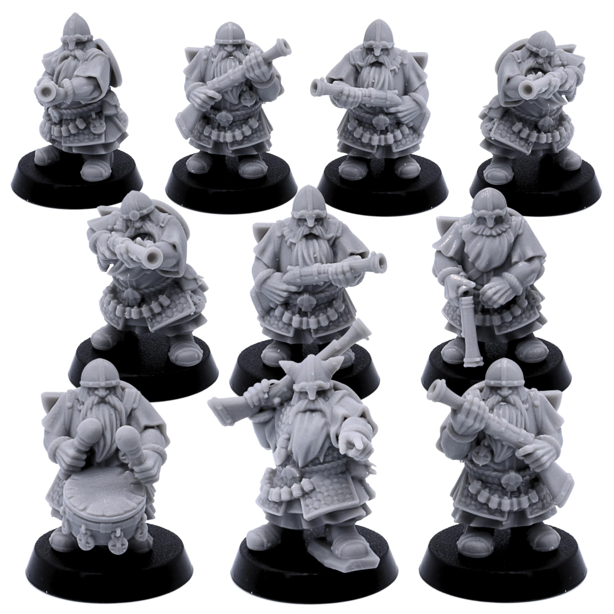 Dwarf Gunners Infantry Unit Miniatire, 32mm Tabletop Games Fantasy Dwarves Army, Dwarfs Marksmen Figure
