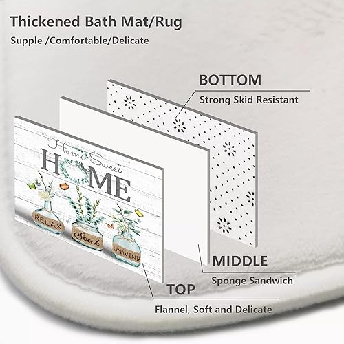 Miniatura 6 de ALEXEX Juego de 4 cortinas de ducha de eucalipto verde, juego de baño Home Sweet con cortina de ducha y alfombras y accesorios, cortina de ducha de