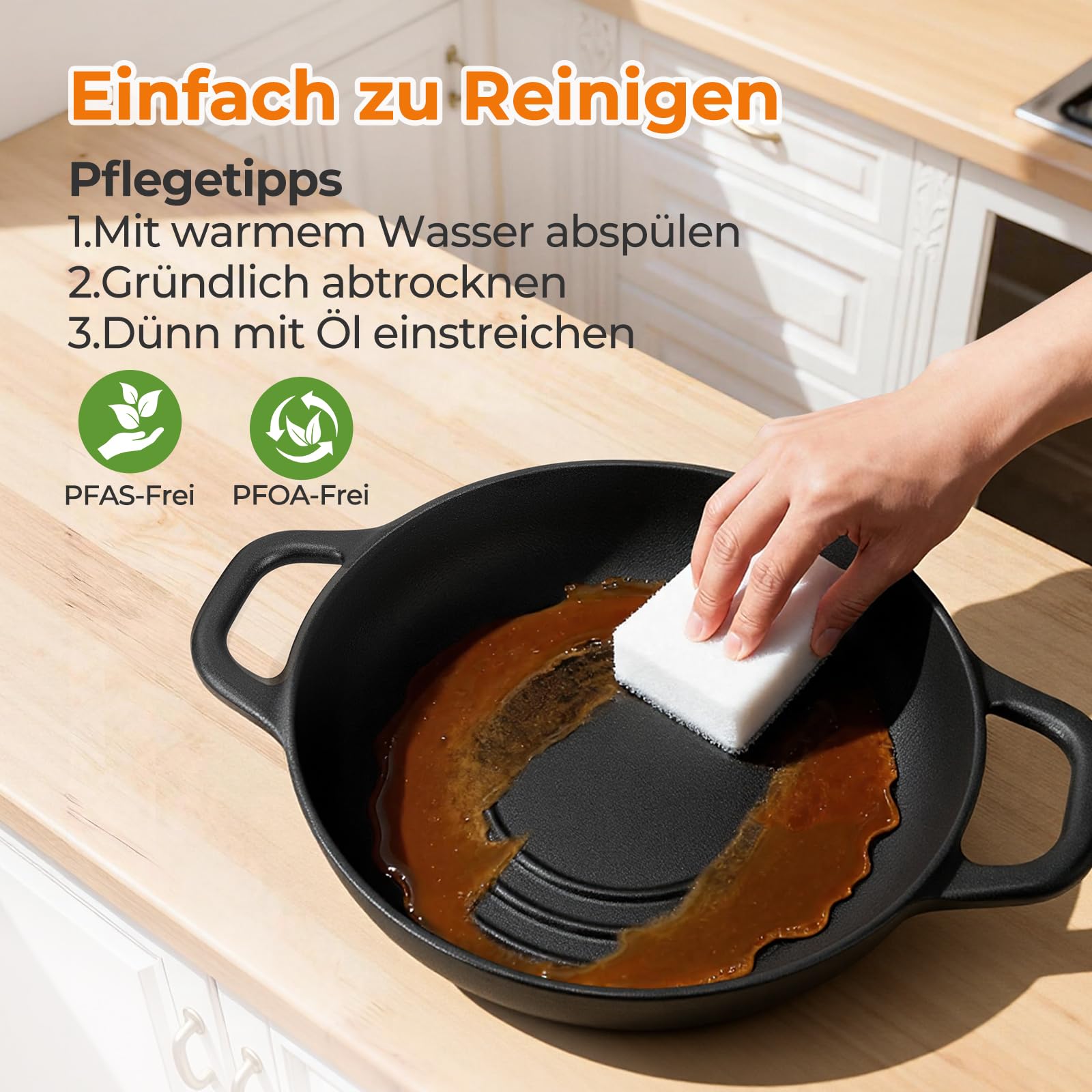 AHJ Eingebranntes Gusseisen Topf Brotbacken,4,7L/24 cm Dutch Oven | Brotbacktopf mit Deckel & Silikonmatte,Bräter Schmortopf für Sauerteig Brot,Backen Schmoren & Braten,Geschenk für Brotbäcker