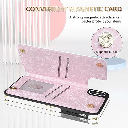 Miniatura 3 de NNH Funda tipo cartera compatible con iPhone Xs Max con bloqueo RFID, ranuras para tarjetas, folio de piel sintética, función atril, doble cierre