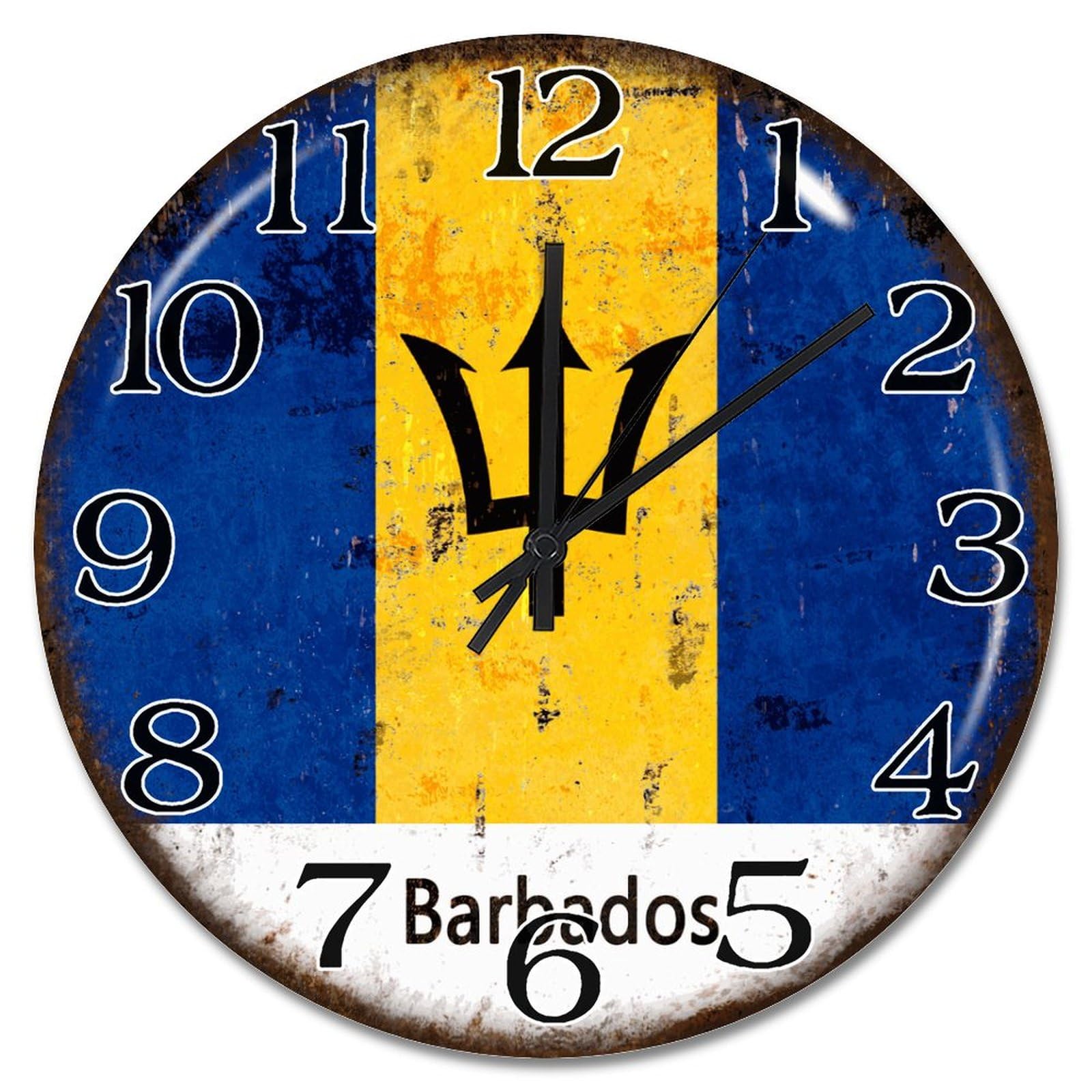 Horloge murale en bois Barbade 25cm silencieuse, décor mural rustique