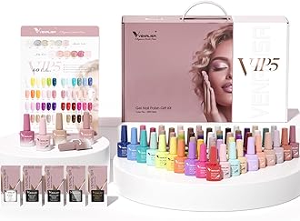 VENALISA VIP5 Gel Nail Polish Set of 65 Pcs With Color Book Pure Jelly Glitter Nail Colors Gel Polish Kit Soak Off UV Gel Salon Nail Art DIY at Home Manicure