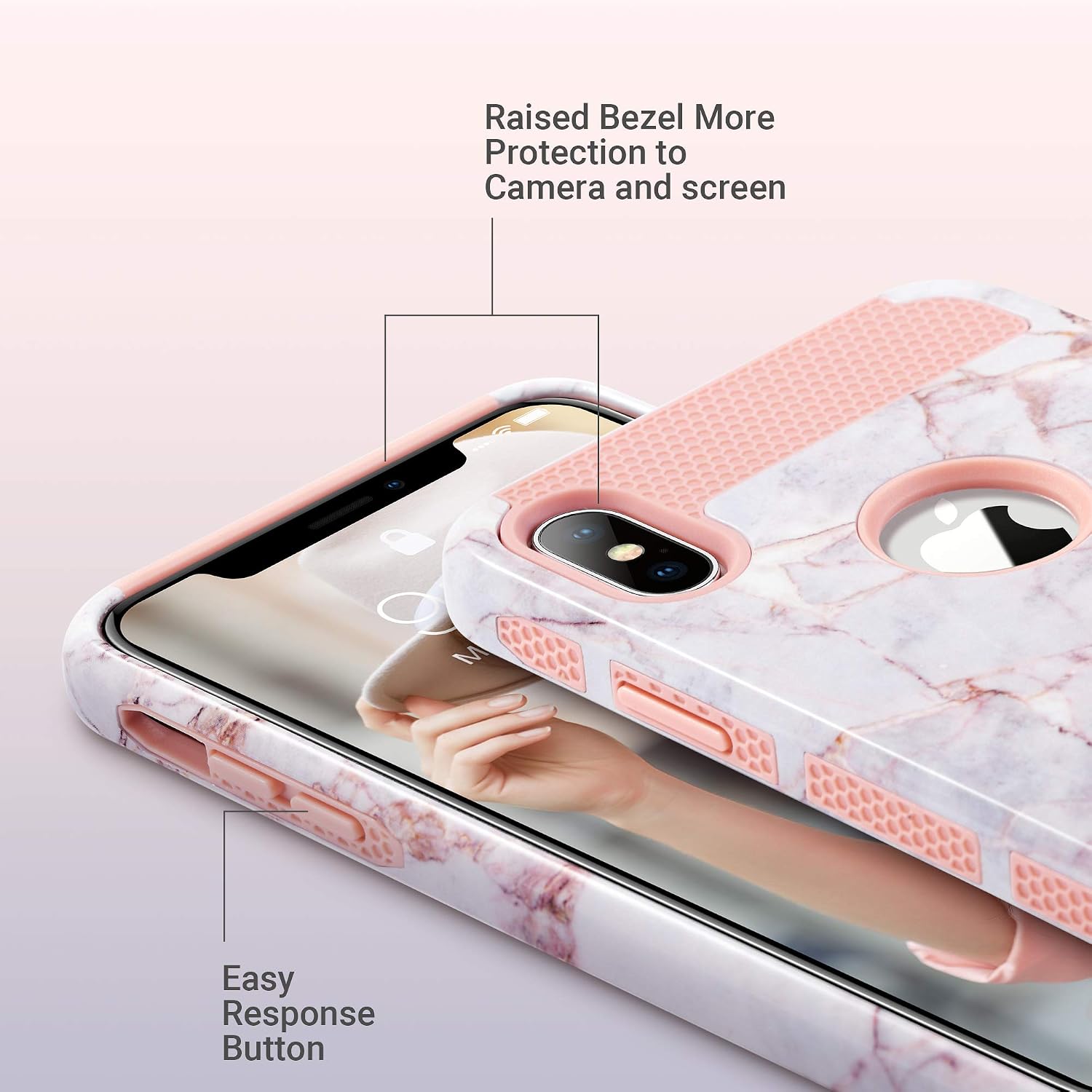 ULAK iPhone Xs Max Case, Slim Shockproof Protective Phone Case for Women, Hybrid Scratch Resistant Hard Shell TPU Bumper Back Cover for iPhone Xs Max, Artistic Marble