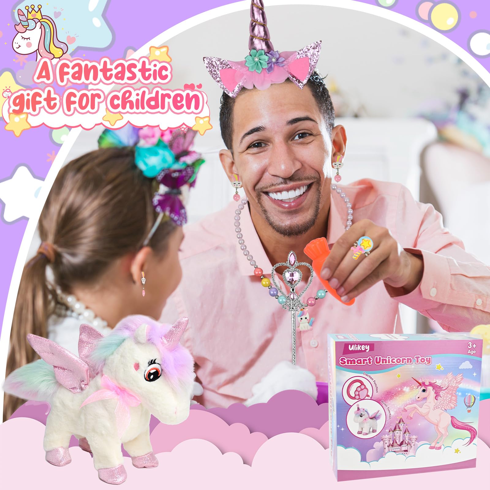 Licorne Peluche Cadeau pour Filles 3-6 Ans, Électrique Interactif