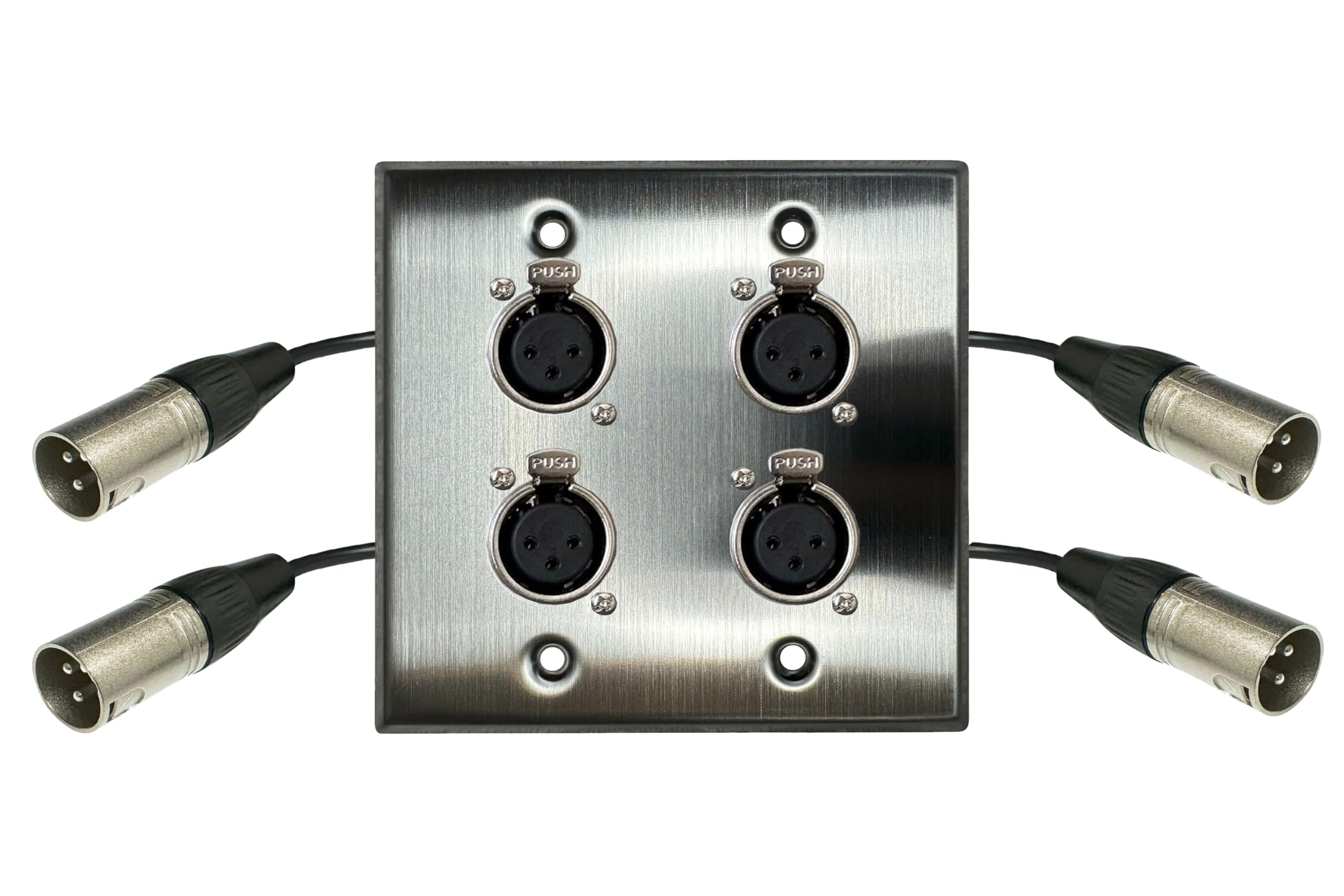 DIYTECH Placca da parete XLR, senza saldatura, senza saldatura, piastra audio da parete, per installazione audio professionale (da femmina a maschio a 4 porte)