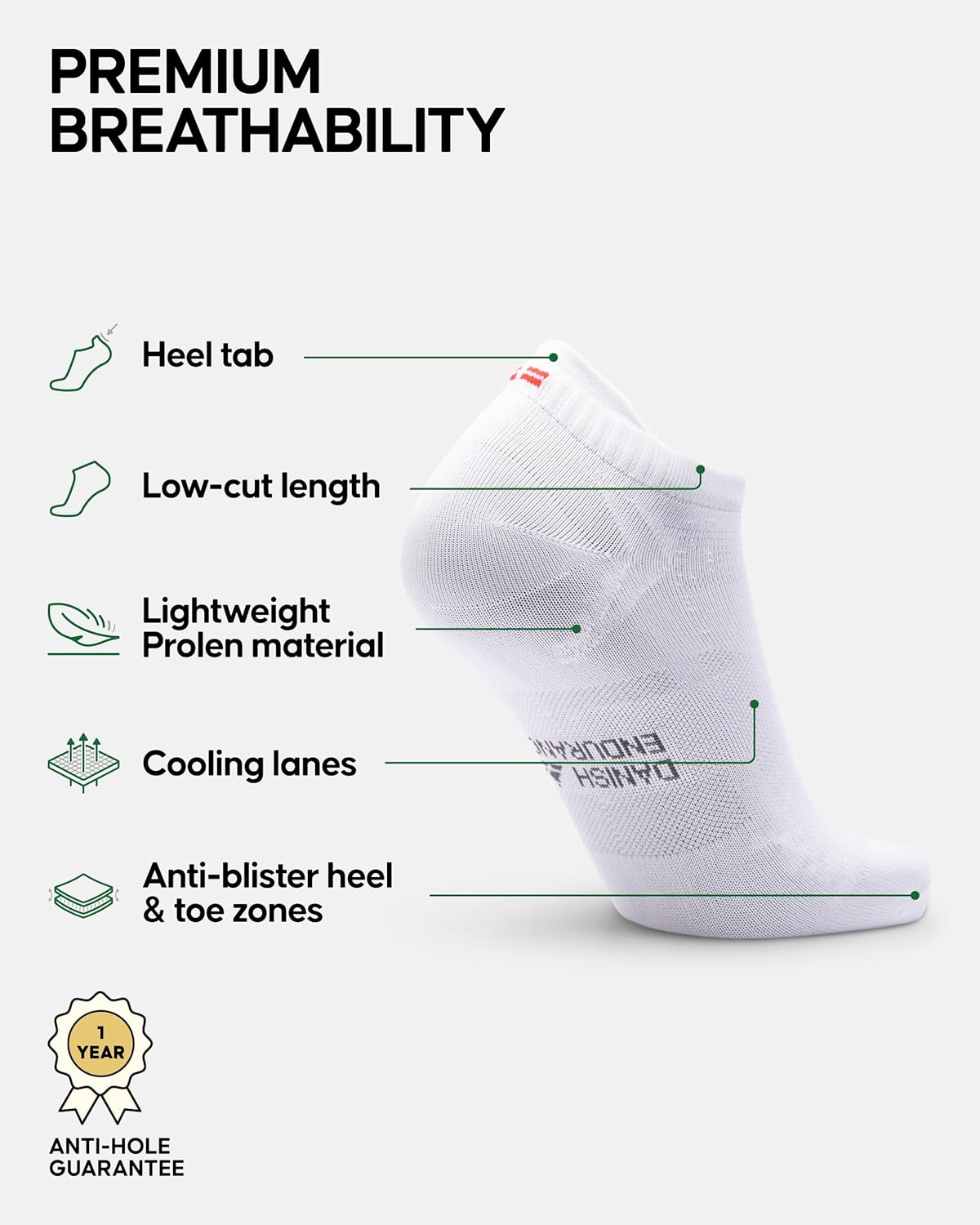 DANISH ENDURANCE Athletic Socks Low-Cut, for Men & Women, 3-Pack - Image 2