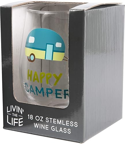 Miniatura 6 de Pavilion Gift Company - Happy Camper - Copa de vino sin tallo de 18 onzas