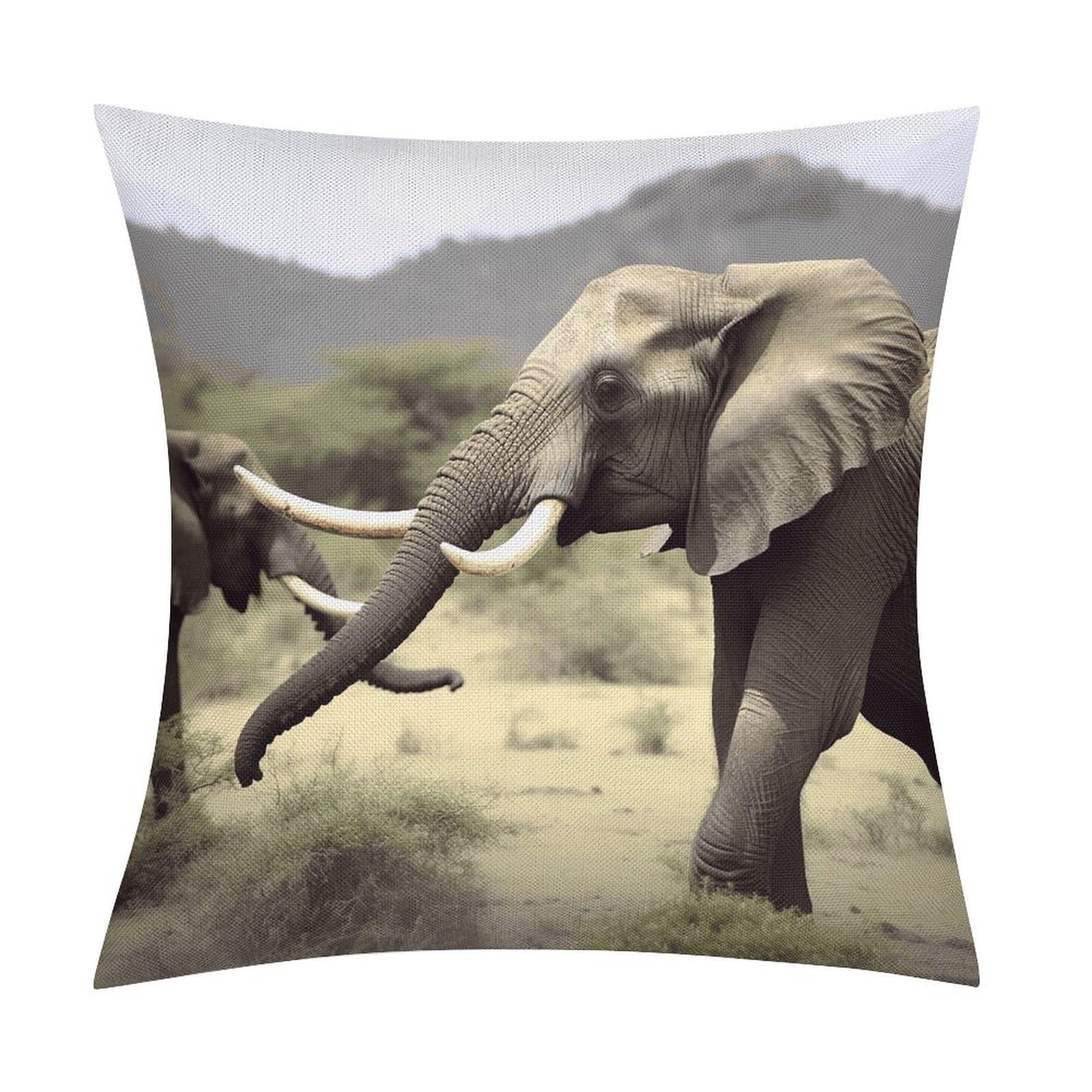 Fodpand Style Elephants Animals Pillow Covers 18X18 Inch, Pillow Cases Boho Farmhouse, Throw Pillow Covers For Couch Sofa Bed Spring Home Decor