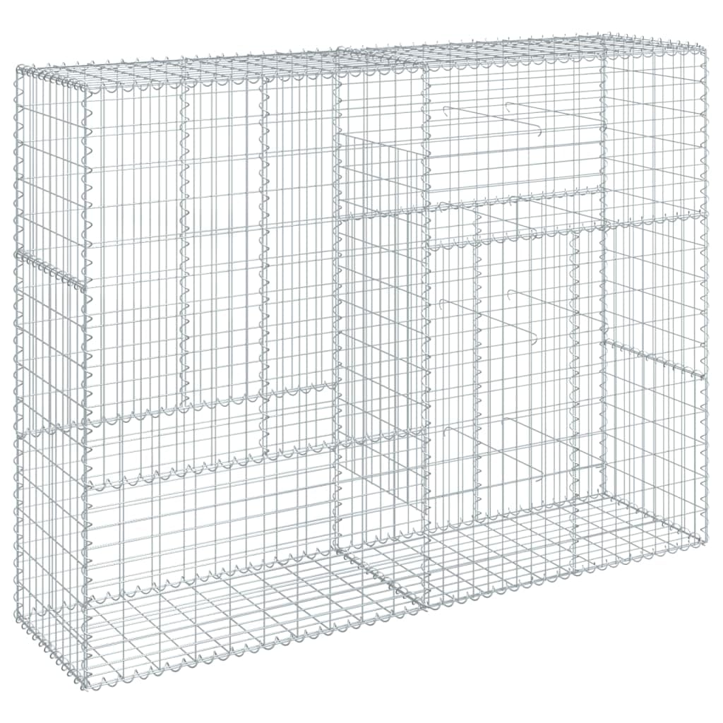 Vidaxl Red Gabion Basket 200X50x150 Cm - Galvanised Iron, Sturdy Outdoor Cage With Cover, Easy Assembly Large