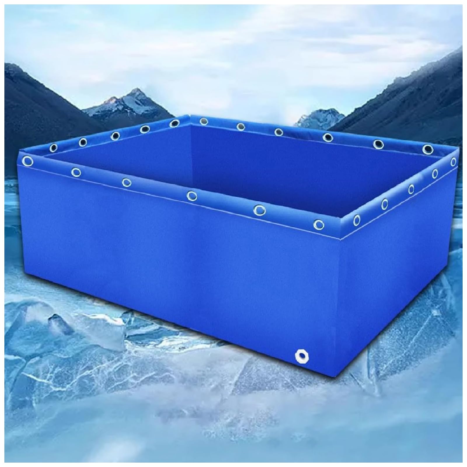 Laghetto per Carpe Koi in PVC - 600x500x100 cm, Vasca di stoccaggio Acqua per Tartarughe e Pesci d'Acqua salata, Serbatoio temporaneo con valvola di Scarico, Telo in Tela da 0,65 mm