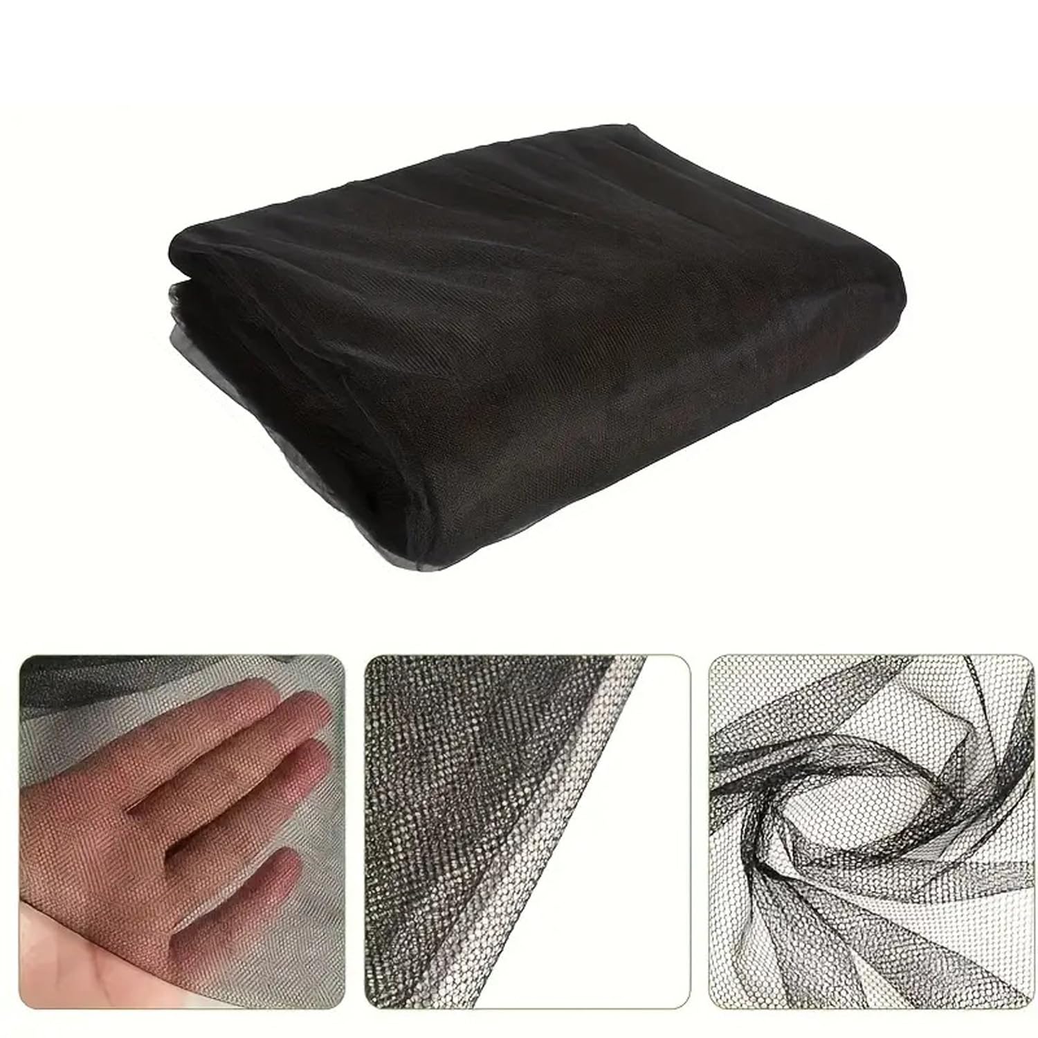 Siatka ogrodowa do VetabProtect drobna siatka ct Sn, odporna na owady i muchy, osłona na rośliny, na drzwi, na zewnątrz, siatka parasolowa (czarna, 2,4 x 6 m)