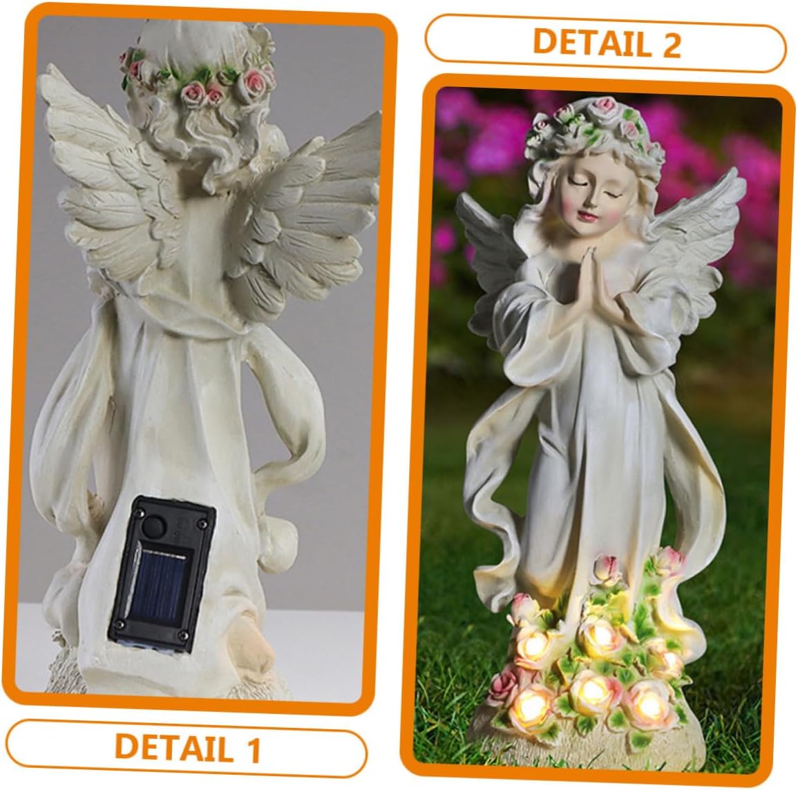 Mikikit Solar Powered Statue Light Outdoor Resin Figurine for Patio and Lawn Decor Garden Ornament for Illumination