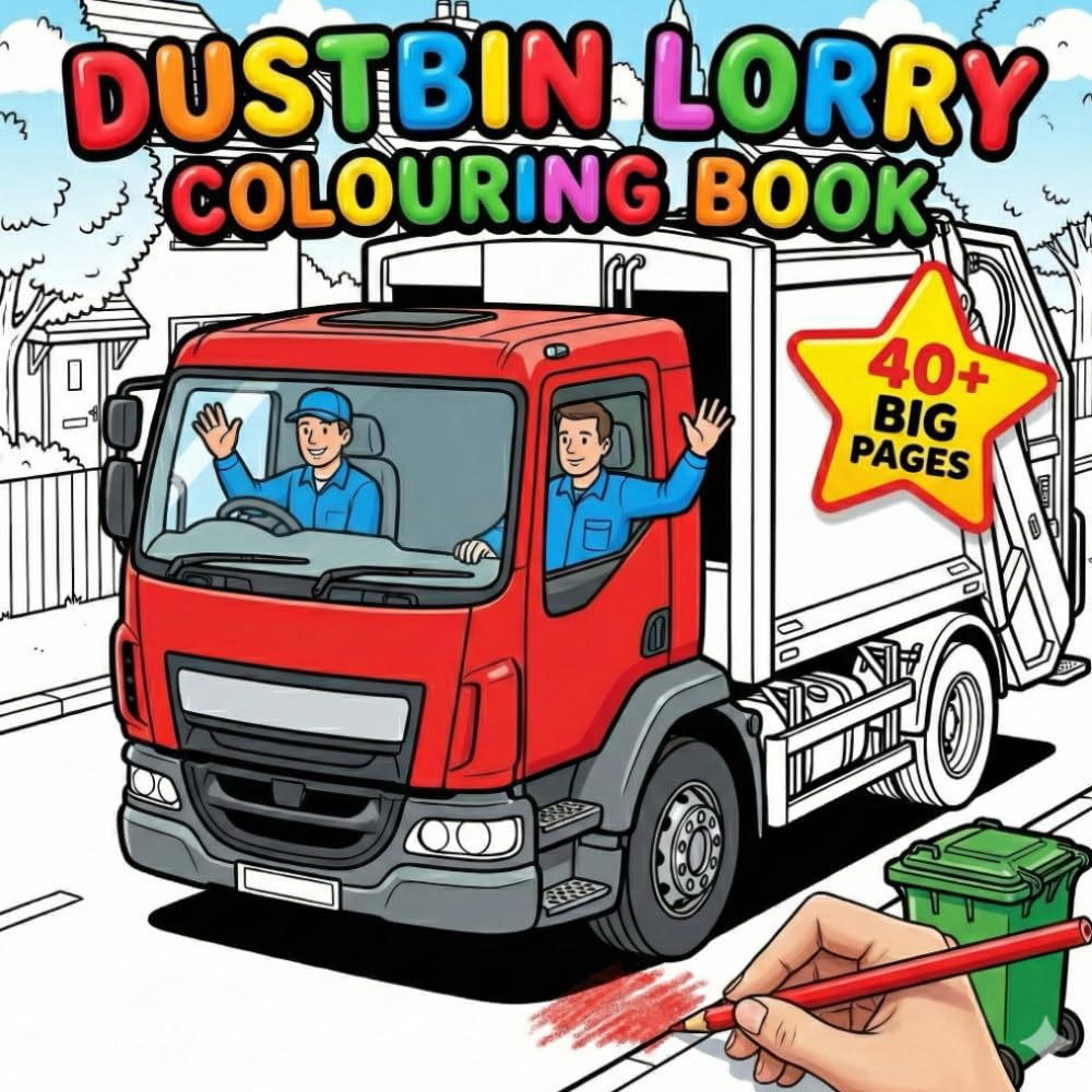 Dustbin Lorry Colouring Book: Fun Garbage Truck & Recycling Vehicle Coloring Pages for Kids - Over 40 Line Art Images for Children to Colour -