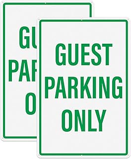 2 Pack Guest Parking Only Sign 12" x 18" Reflective Aluminum Metal Signs Rust Free Weatherproof Parking Signs for Home Office Yard Private Driveway