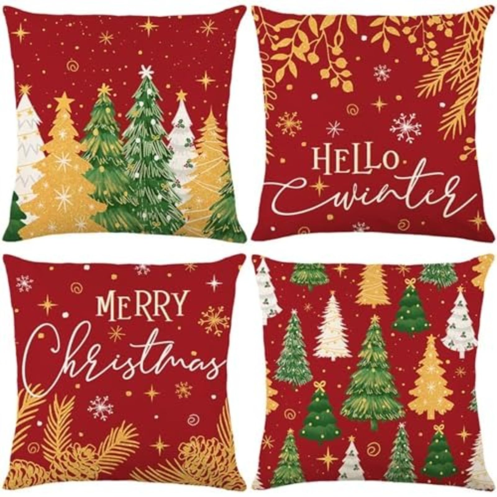 IJRXVTPZD 4pcs Polyester Pillow Cover Christmas Pillow Cover Christmas Decoration Without core 45 * 45cm