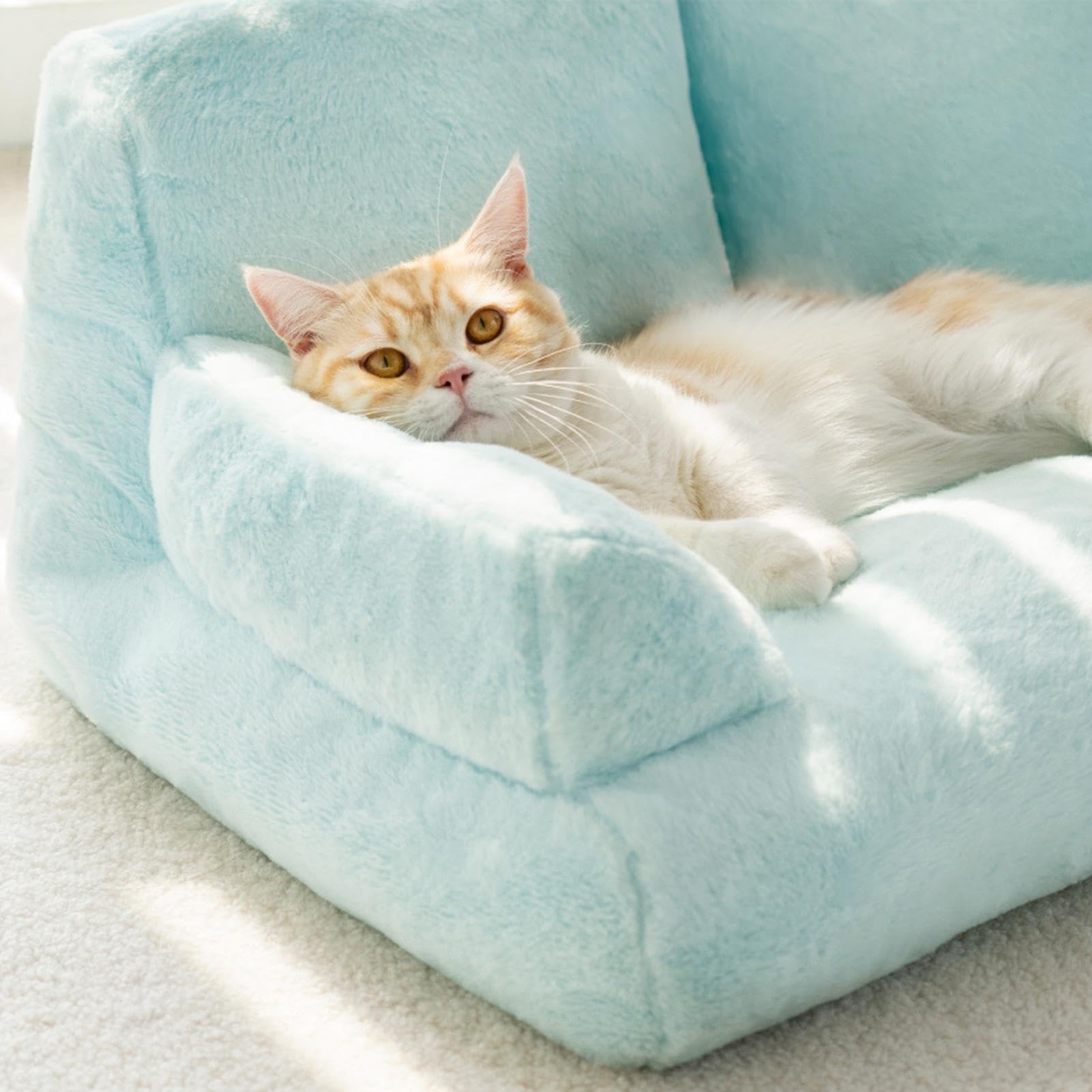 Sofá Cama para Gatos de Felpa Lavable con Fondo Antideslizante para Mascotas Pequeñas
