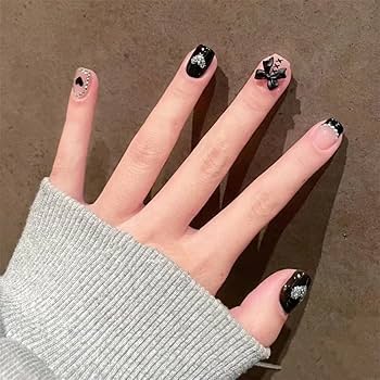 Amazon | ネイルチップ つけ爪 ネイルプレスおしゃれ 黒