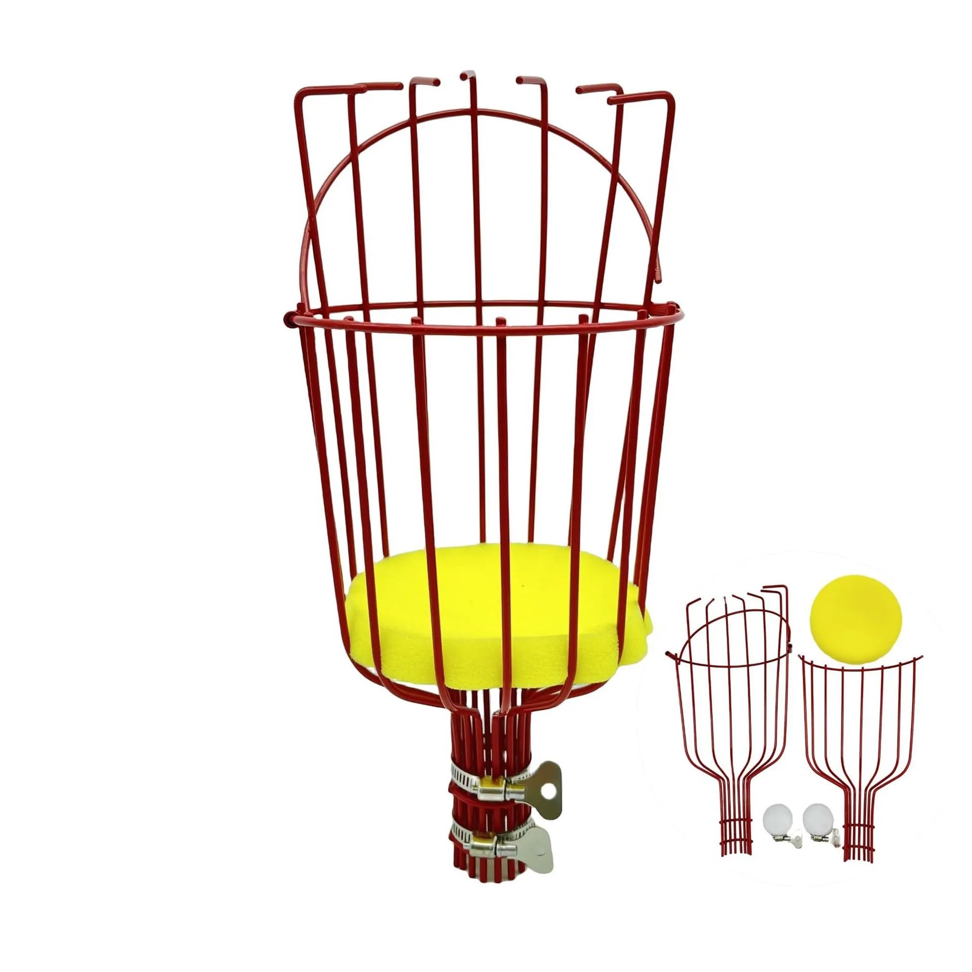 Outil Professionnel de cueillette de Fruits - Perche Extensible for Les Branches Hautes, idéal for la récolte de Pommes, d'oranges et Plus Encore(Red)