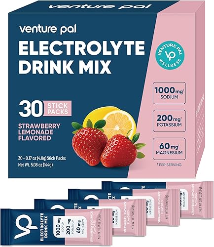 Miniatura 12 de Venture Pal Paquetes de polvo de electrolitos altos en sodio | Mezcla de bebida de hidratación sin azúcar con sodio, potasio, magnesio y vitaminas |