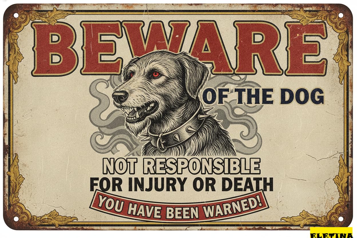 Beware English Springer Dog Tin Sign, 8x12 Inch Yard