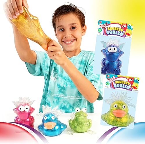 Miniatura 2 de JA-RU Squeezy Goblin Monster Squishy Juguetes para niños (6 juguetes esponjosos Mochi surtido) Bola antiestrés con purpurina gigante. Juguetes para