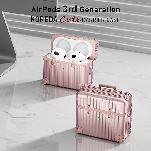 Miniatura 9 de KOREDA Funda compatible con AirPods de tercera generación, bonita y divertida funda de diseño de maleta para AirPods 3 2021, funda protectora rígida