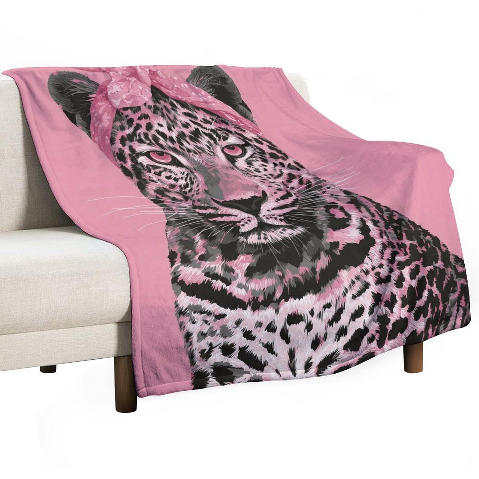 Couverture anti-boulochage léopard rose 127x152 cm pour chambre et canapé