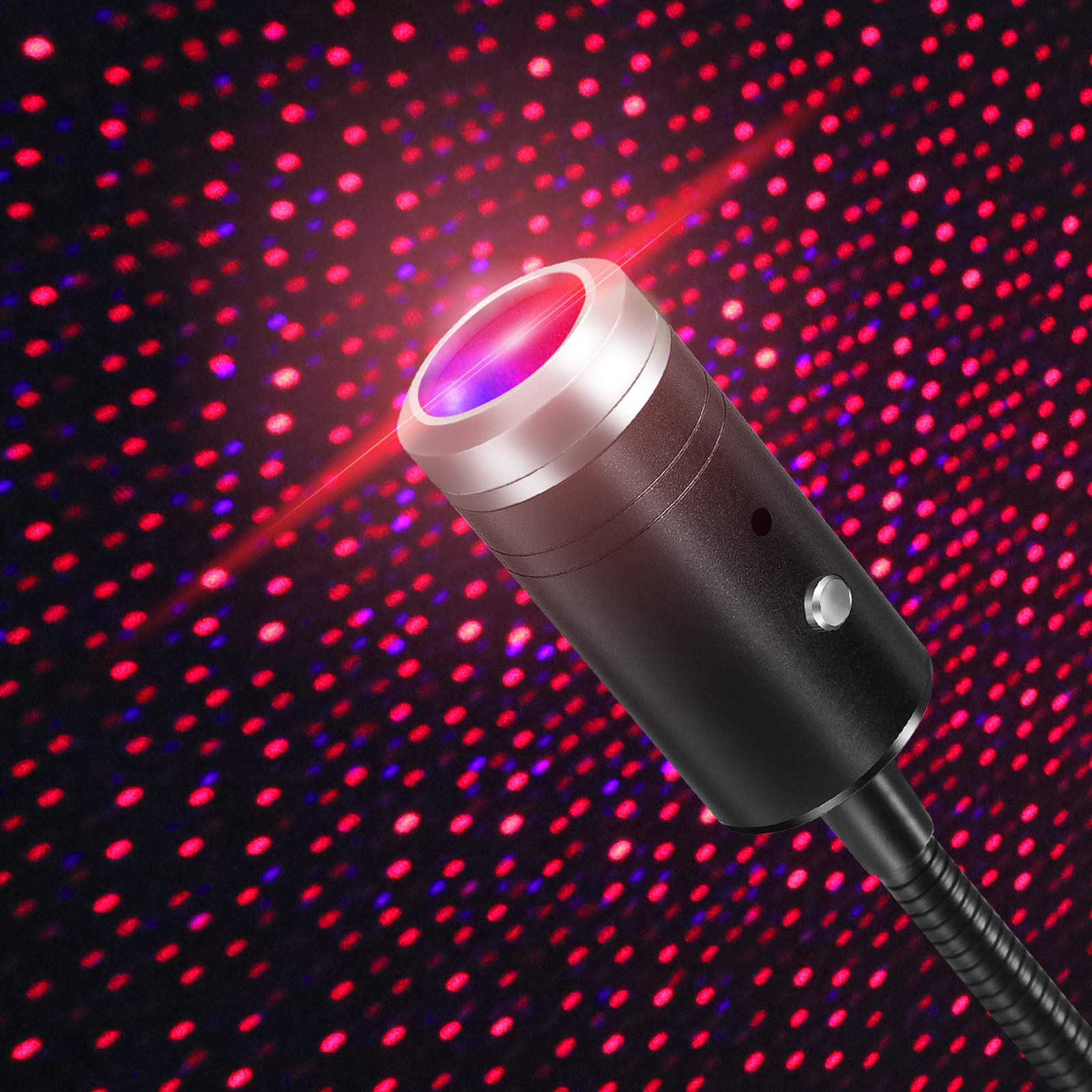 Mini LED USB Night Stars Light Sound Activated 9 Lighting Modes, Voice Control for Car Home Interior Decor Red&Purple