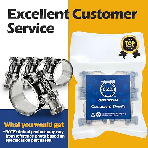 Miniatura 7 de TT Abrazaderas de manguera resistentes, abrazadera de acero inoxidable 304 con perno en T, rango ajustable de 0.91 a 0.984 in, tuercas en T sólidas