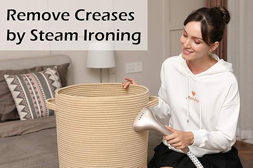 Miniatura 128 de Cesta de almacenamiento extra grande de 16 x 16 x 18 pulgadas con tapa, cestas de almacenamiento de cuerda de algodón, canasta de lavandería, Gris