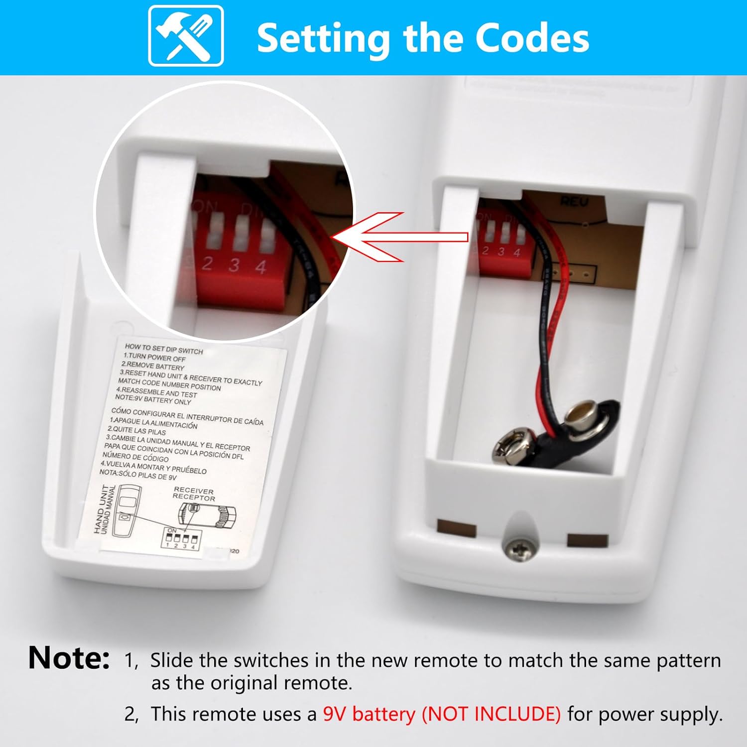 Setting DIP switches on the remote control