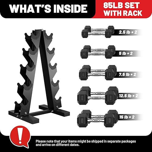 Miniatura 10 de papababe Dumbbell Set Rubber Encased Hex Dumbbell Free Weights Dumbbells Set Home Weight Set with Rack