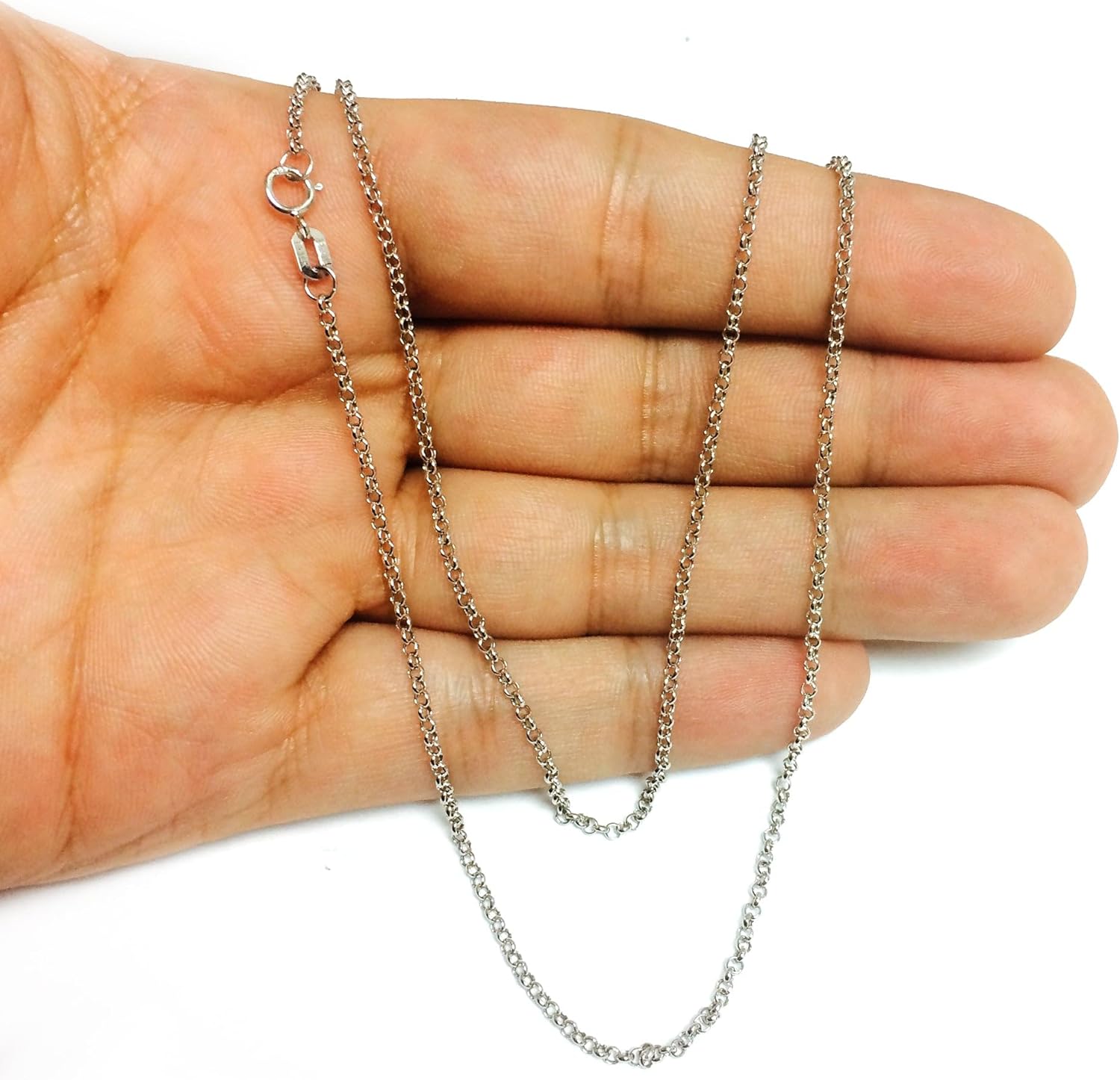 Jewelry Affairs 10k White Gold Round Rolo Link Chain Necklace, 1.9mm